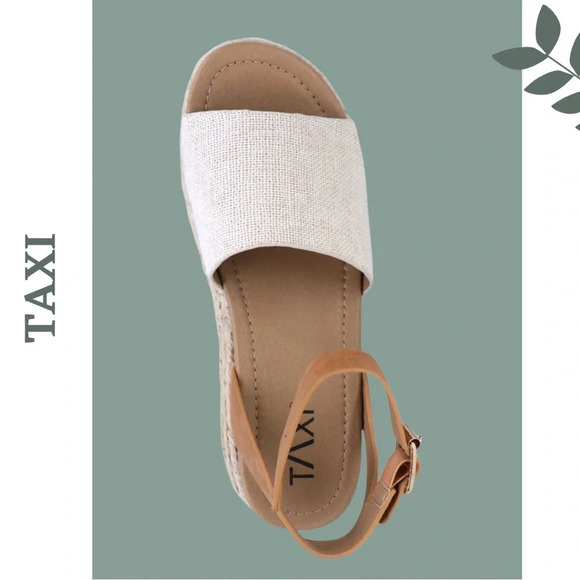 🛍️3/$40 Taxi Adrianna Espadrille Sandal Wedge Buckle Closure Beige - Picture 4 of 4